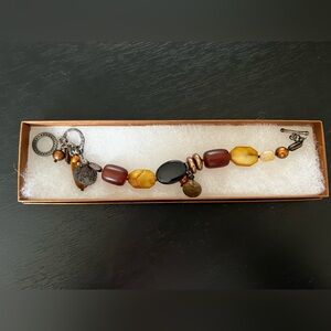 Retired Silpada Sterling Silver Multi-Stone Amber & Agate Toggle Bracelet